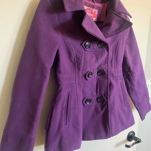 Dollhouse Buttoned PeaCoat Purple Kid Children